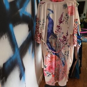 Floral Peacock Kimono Robe